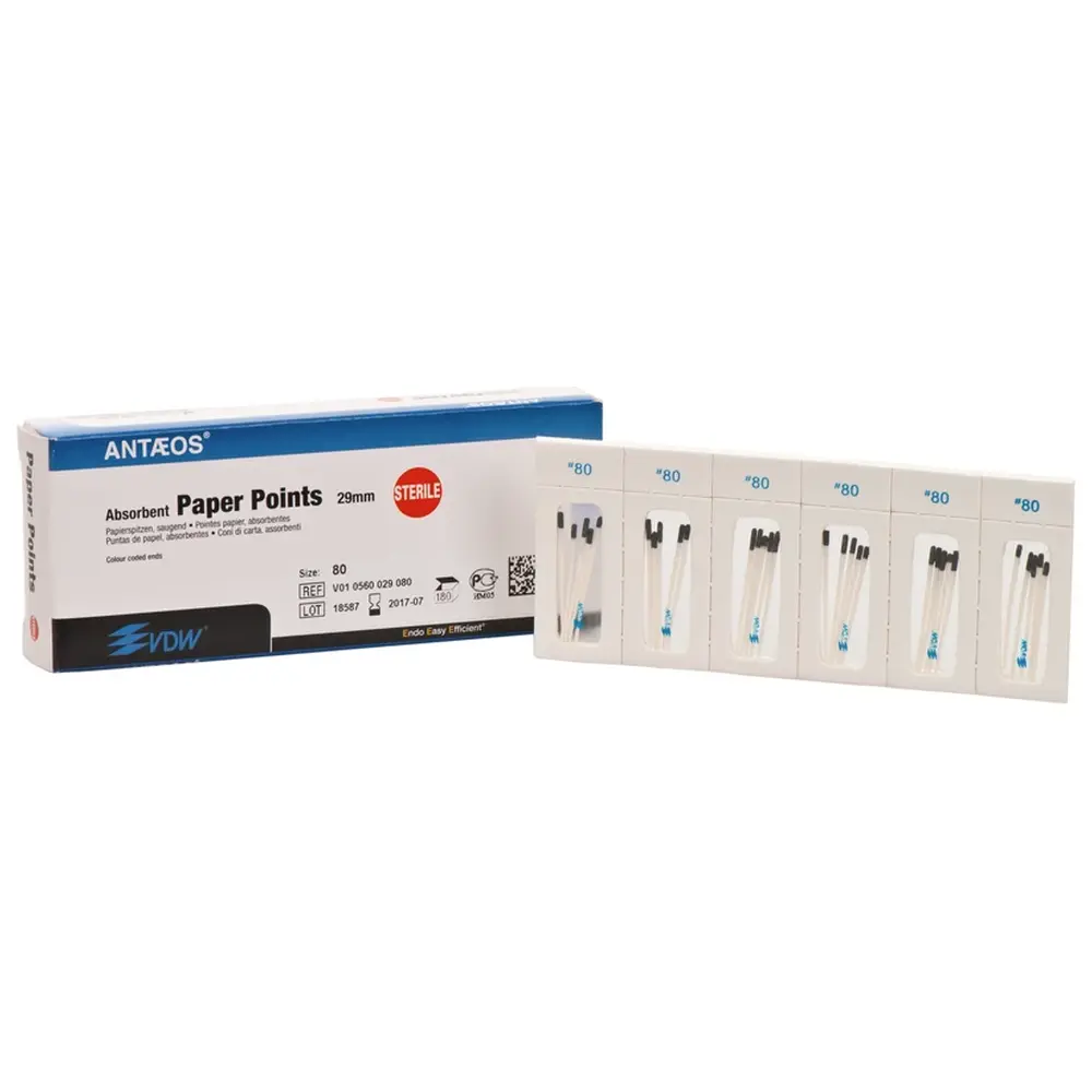VDW Papierspitzen steril - Packung 180 Stück Taper.02, ISO 080