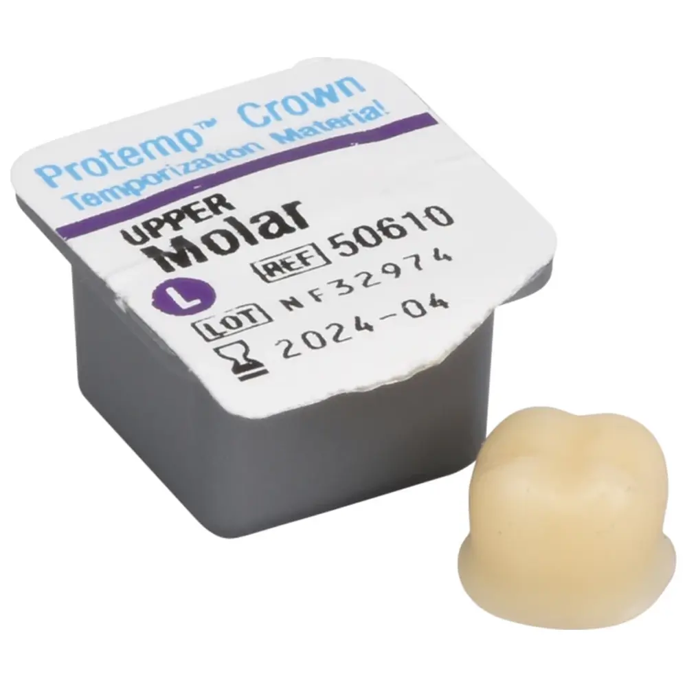 Solventum Dental Solutions Protemp™ Crown - Packung 5 Stück oberer Molar L, 1 Stückmesslehre