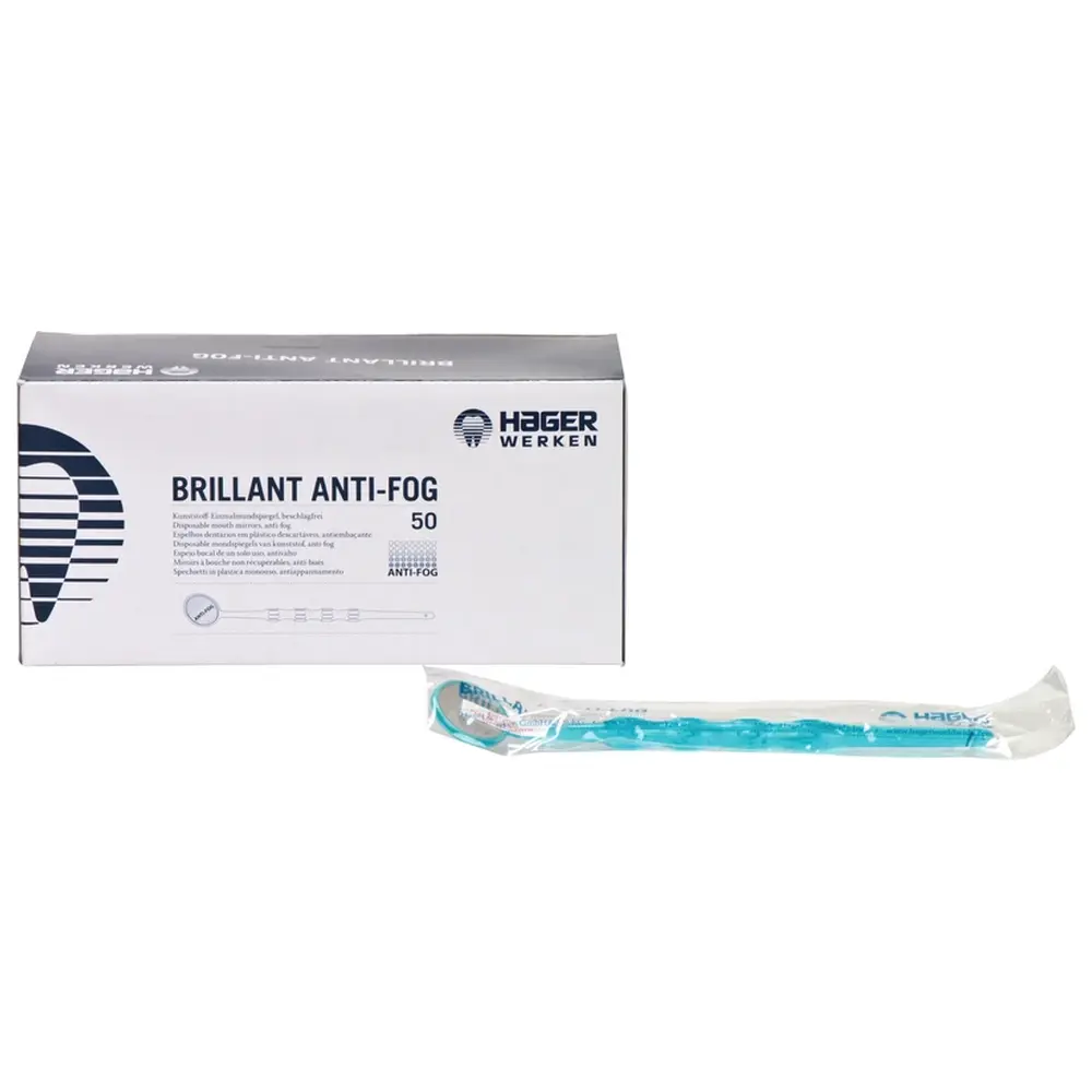Hager & Werken BRILLANT Anti-Fog - Packung 50 Mundspiegel blau-transparent