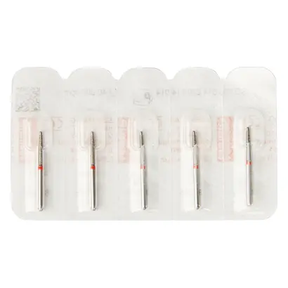 Edenta Diamanten 857 - Packung 5 Stück rot fein, FG, Figur 220 Konus rund Sicherheitsspitze, 10 mm, ISO 014