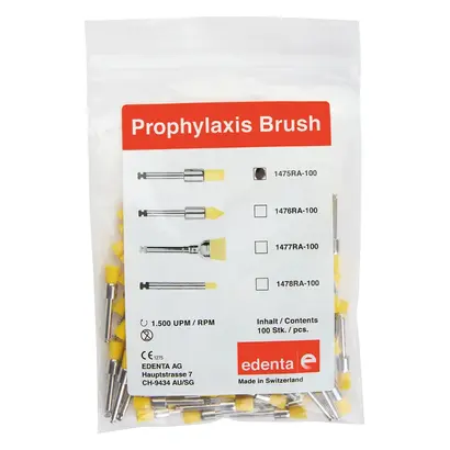 Edenta Prophylaxe Bürste - Packung 100 Stück gelb, ISO 035, RA