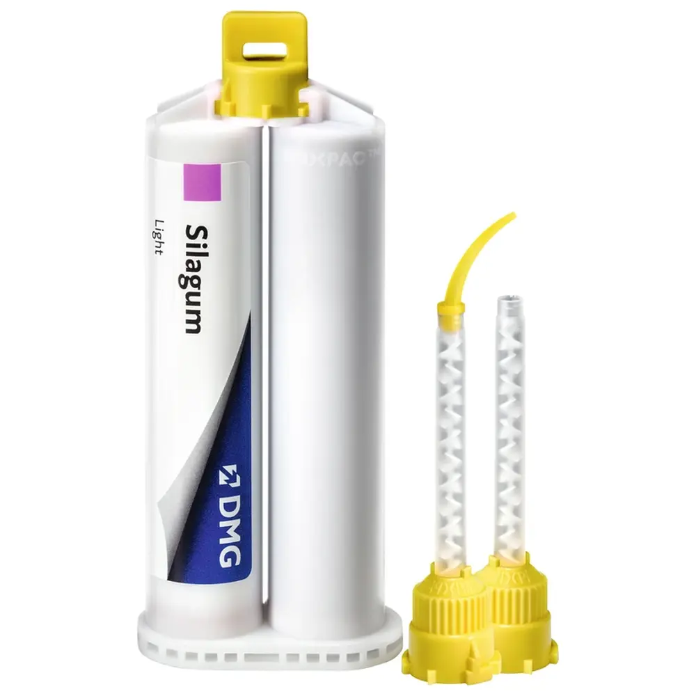 DMG Silagum Light - Packung 2 x 50 ml Doppelkartusche, 12 Automix-Tips, 12 Intraoral-Tips