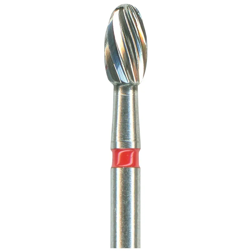 Edenta HM-Finierer TC379 - Packung 5 Stück rot, 12 Schneiden, RA, Figur 277 Eiform, 4,2 mm, ISO 023