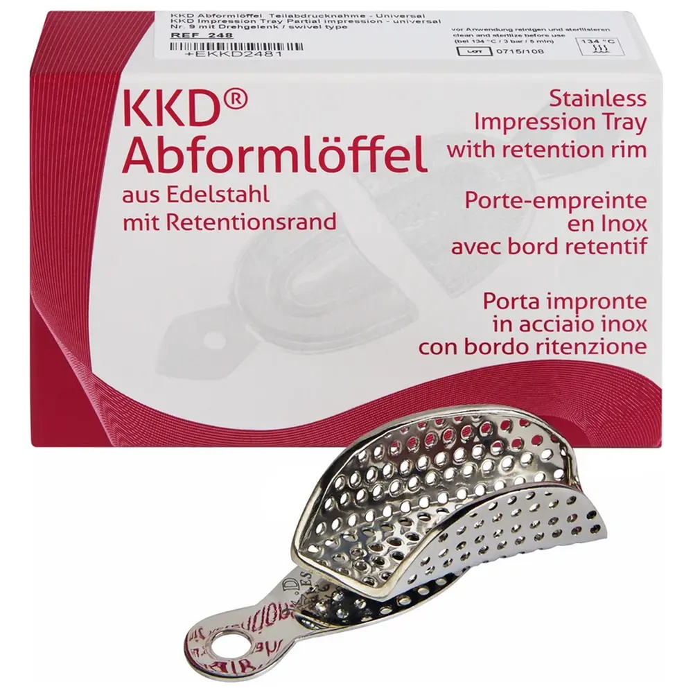 Kentzler-Kaschner KKD® Abformlöffel Universal - Stück Frontzahn mit Drehgelenk, perforiert, Nr. 9