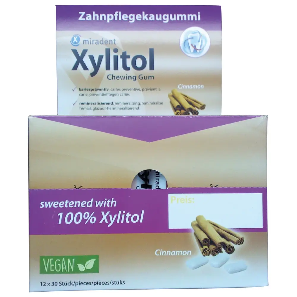 Hager & Werken Xylitol Chewing Gum - Display 12 x 30 Stück Zimt