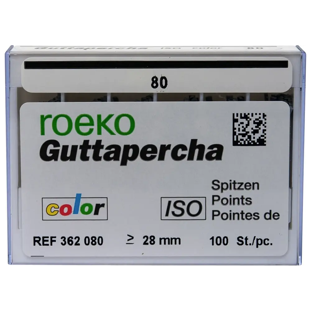 COLTENE Guttapercha ISO color - Packung 100 Stück ISO 080