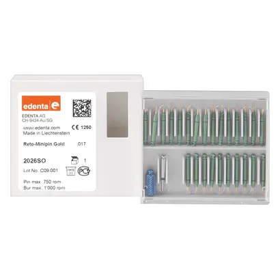 Edenta Reto-Minipin - Sortiment 25 montierte Stifte Gold