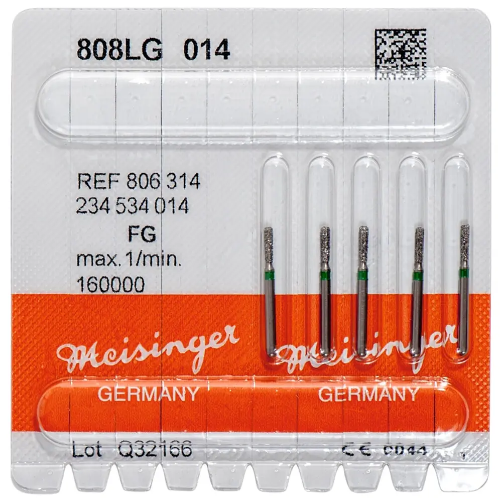 Hager & Meisinger Diamanten 808 - Packung 5 Stück grün grob, FG, Figur 234 Birne lang, 5 mm, ISO 014