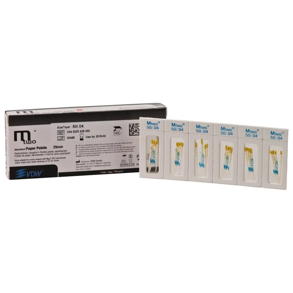 VDW Mtwo® Papierspitzen - Packung 144 Stück 29 mm, Taper.04, ISO 050