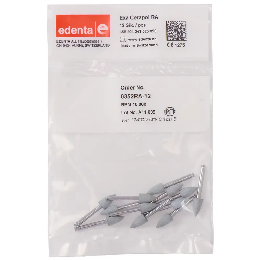 Edenta Exa CeraPol - Packung 12 Stück grau, RA, Figur 243, 10 mm, ISO 050