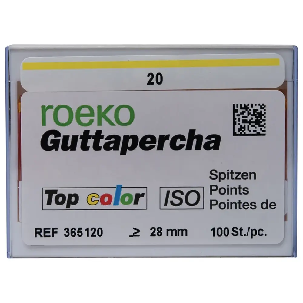 COLTENE roeko Guttapercha Spitzen Top color - Packung 100 Stück ISO 020