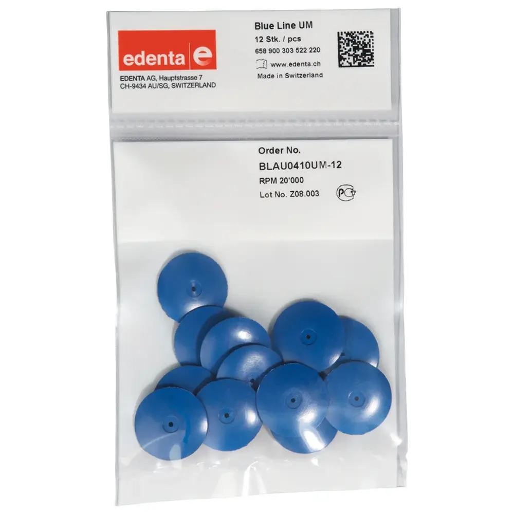 Edenta Blue Line - Packung 12 Stück unmontiert, blau, Figur 303, 3 mm, ISO 220