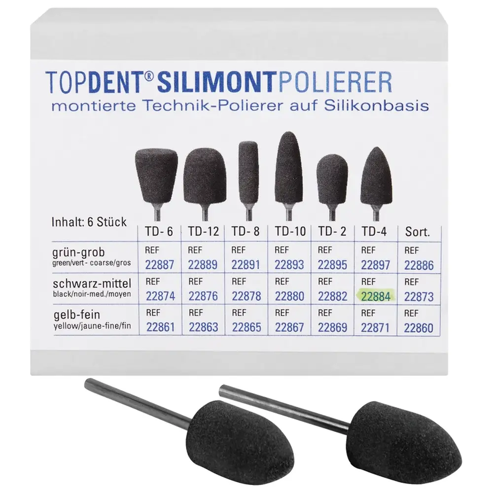 Kentzler-Kaschner TOPDENT Silimont Polierer - Packung 6 Stück schwarz mittel, TD-4