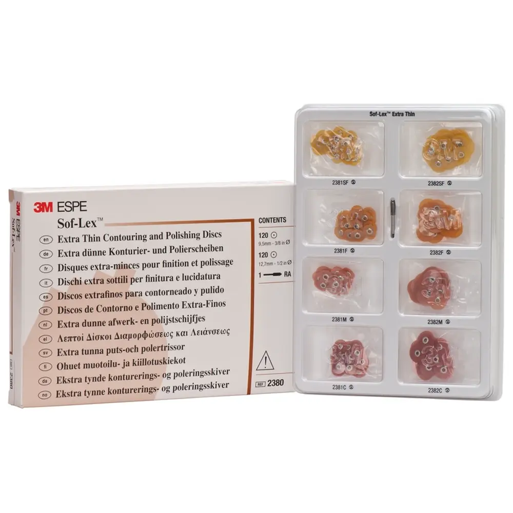 Solventum Dental Solutions Sof-Lex™ Ausarbeitungs- und Polierscheiben - Intro Kit XT 240 Scheiben, 1 Mandrell RA