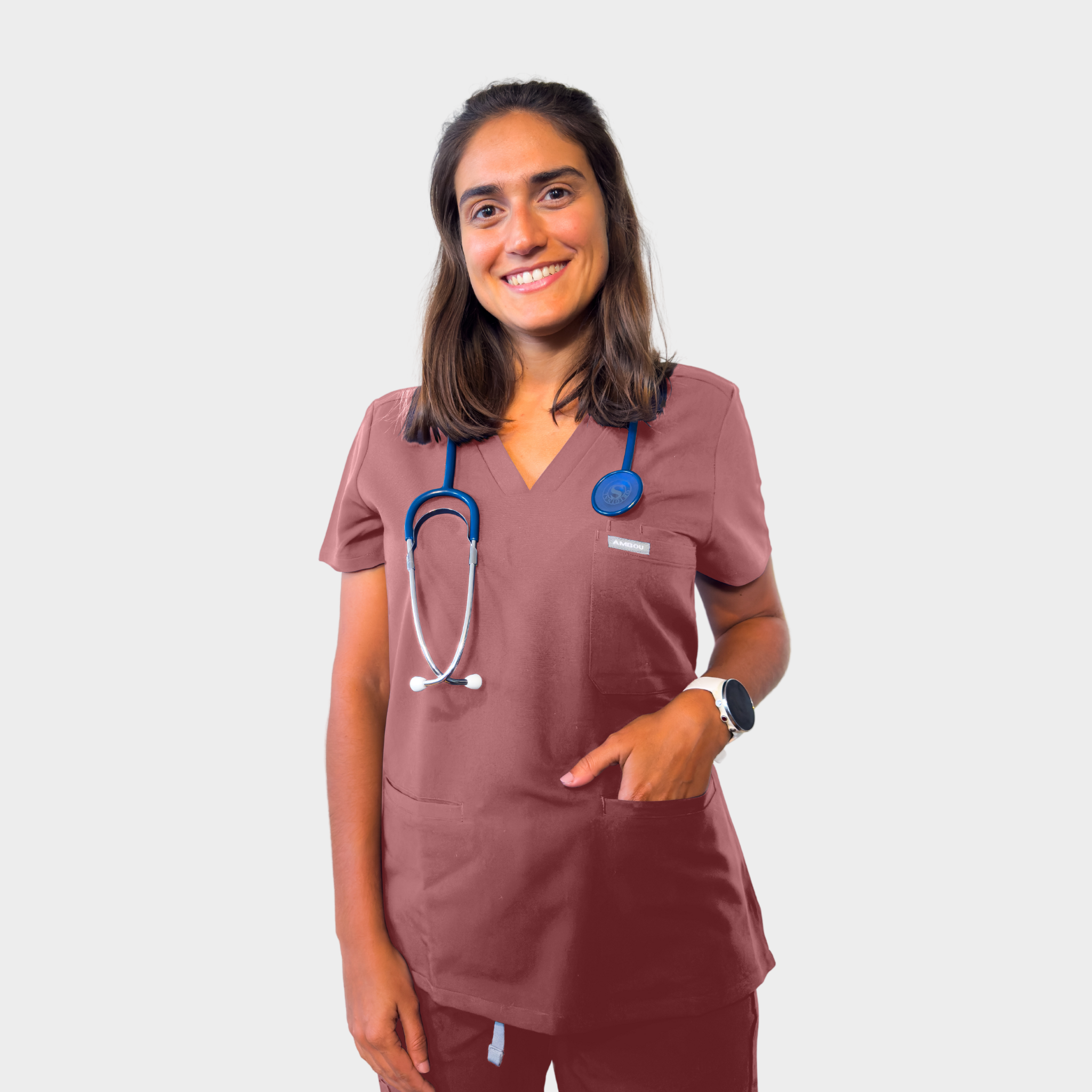 ARTEMIS_MAUVE_L_Ambou_Kasack_Oberteil__Artemis_Agility_VAusschnitt_5_Taschen_klassisch_Groesse_L_mauve_fuer_Damen_AMBOUx_Technologie