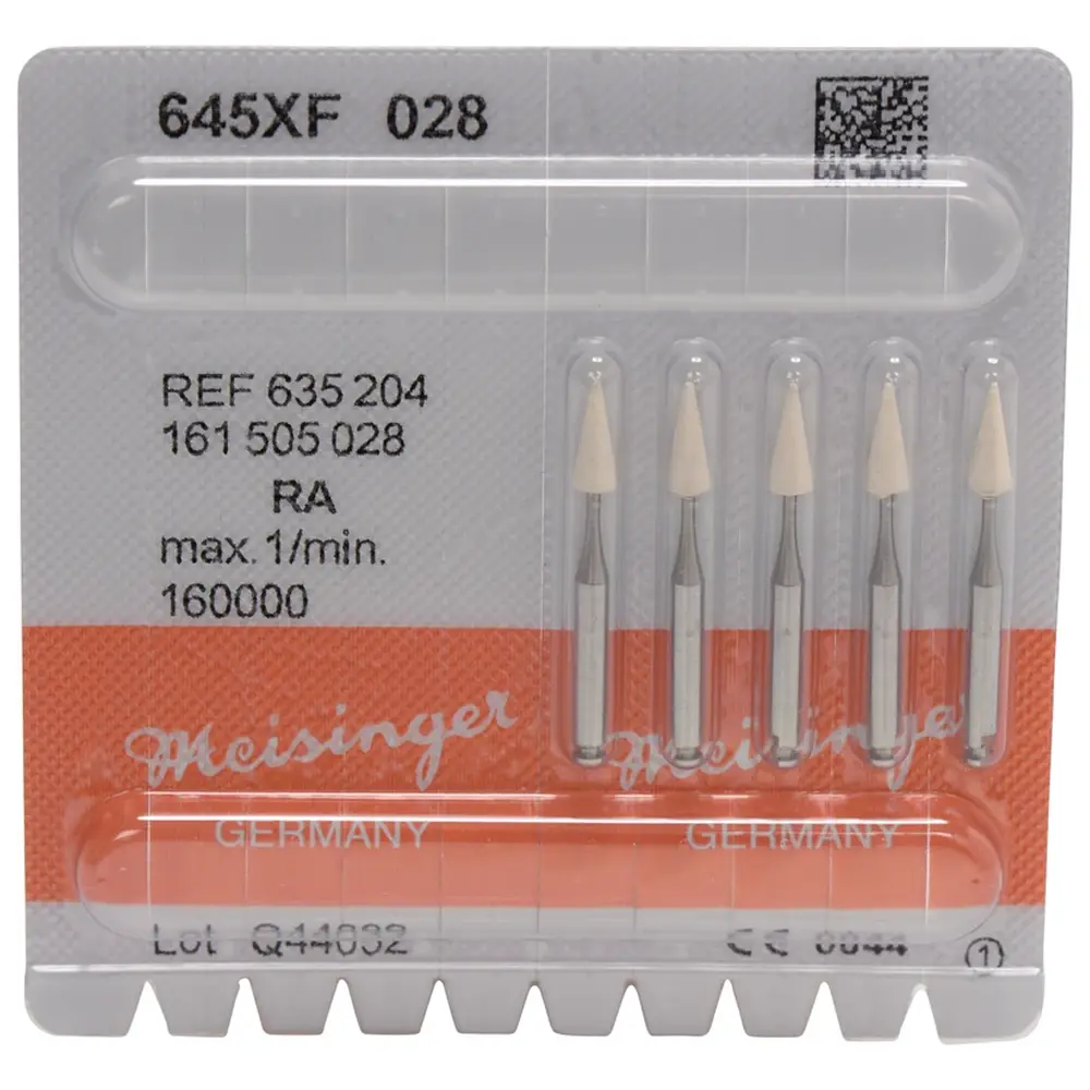 Hager & Meisinger Keramische Schleifer 645 - Packung 5 Stück weiß extra fein, RA, Figur 161, 7 mm, ISO 028
