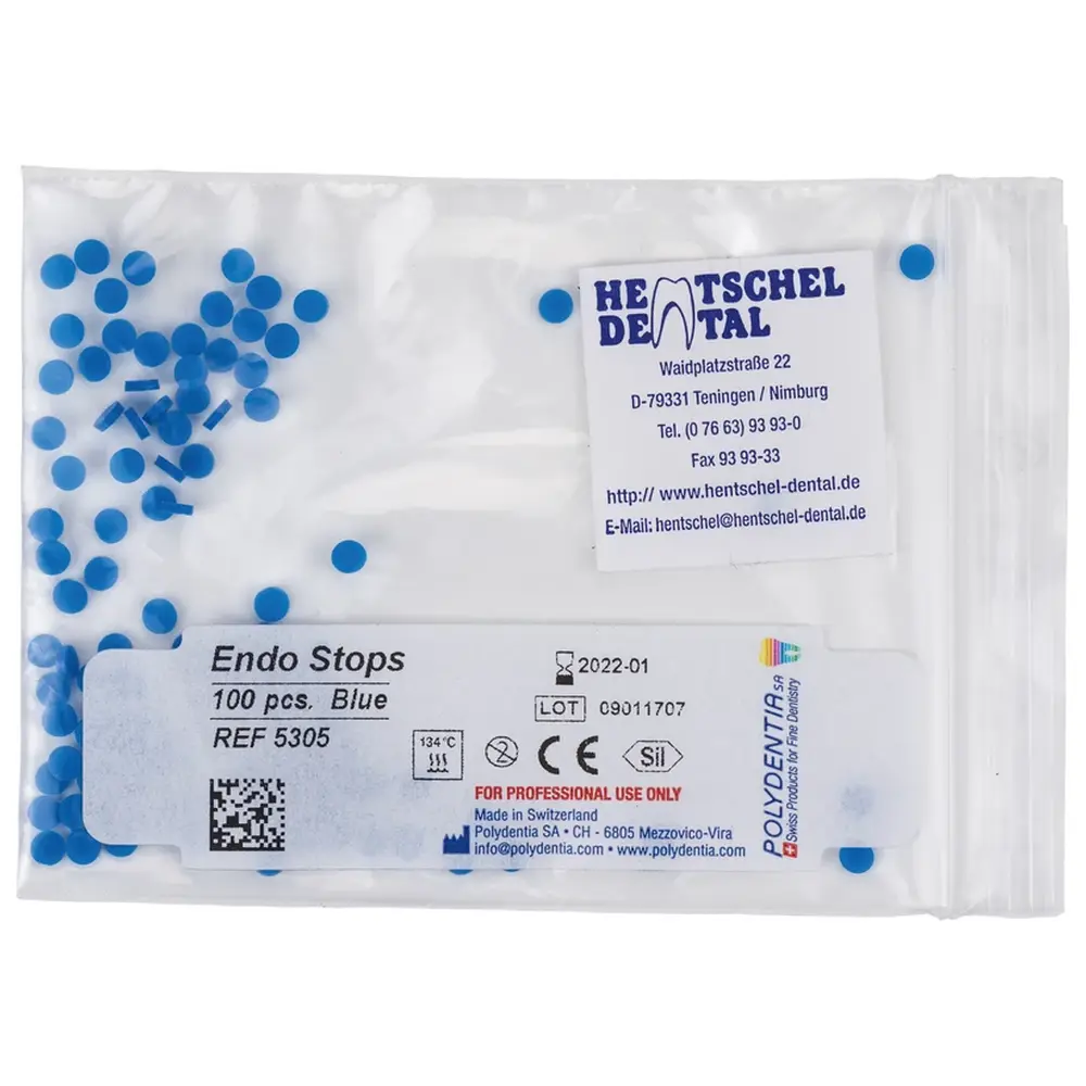 26783_Endo_Stops__Packung_100_Stueck_blau Hentschel-Dental Endo Stops - Packung 100 Stück blau