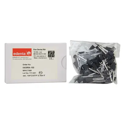 Edenta Exa Dental - Packung 100 Stück schwarz, RA, Figur 030, 10 mm, ISO 060