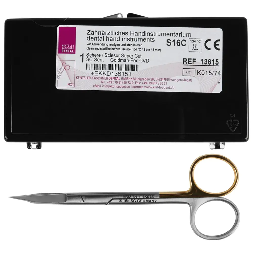 Kentzler-Kaschner KKD® SuperCut Spezialschere nach Goldman Fox - Stück S-16c SC 13 cm, gebogen