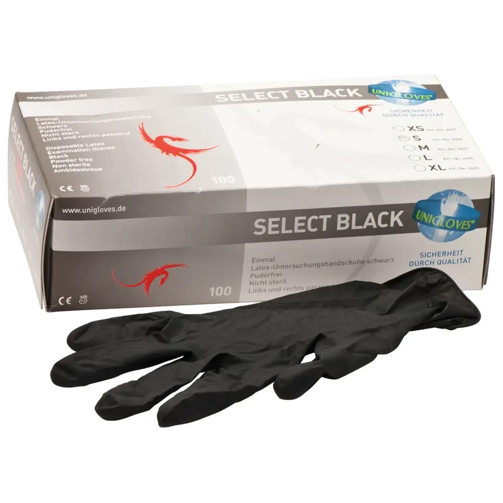 Unigloves SELECT® BLACK - Packung 100 Stück puderfrei, schwarz, S