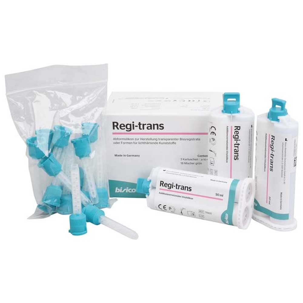 bisico Regi trans - Packung 3 x 50 ml Doppelkartusche medium, 18 Mischer grün