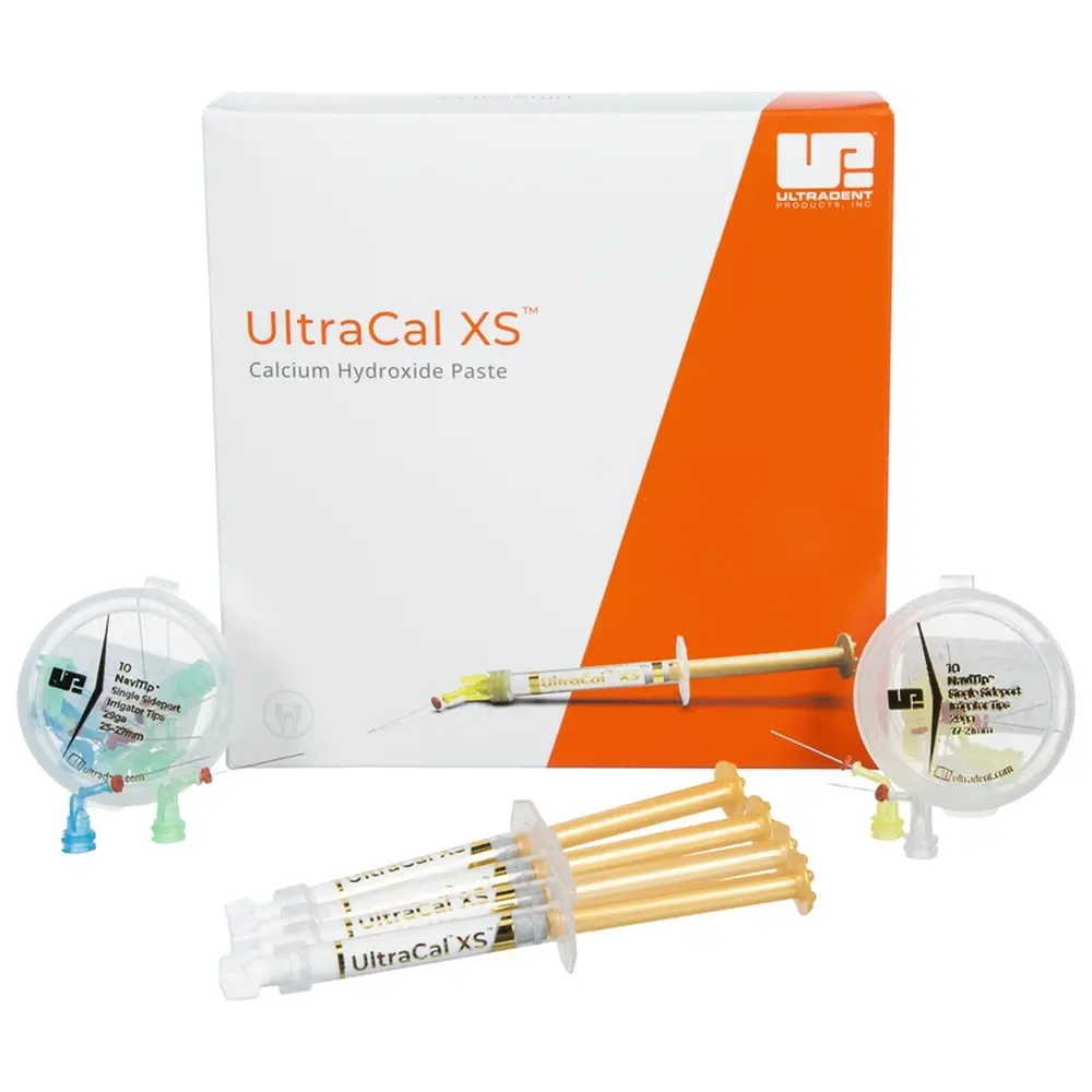 Ultradent Products UltraCal™ XS™ - Kit 4 x 1,2 ml Spritze, 20 NaviTips Single Sideport 29g, sortierte Längen