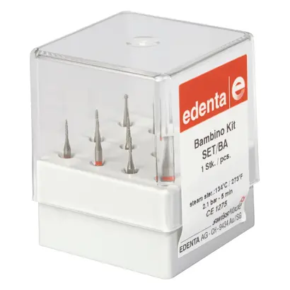 Edenta BAMBINO - Set 12 Stück sortiert, rot fein, FG kurz