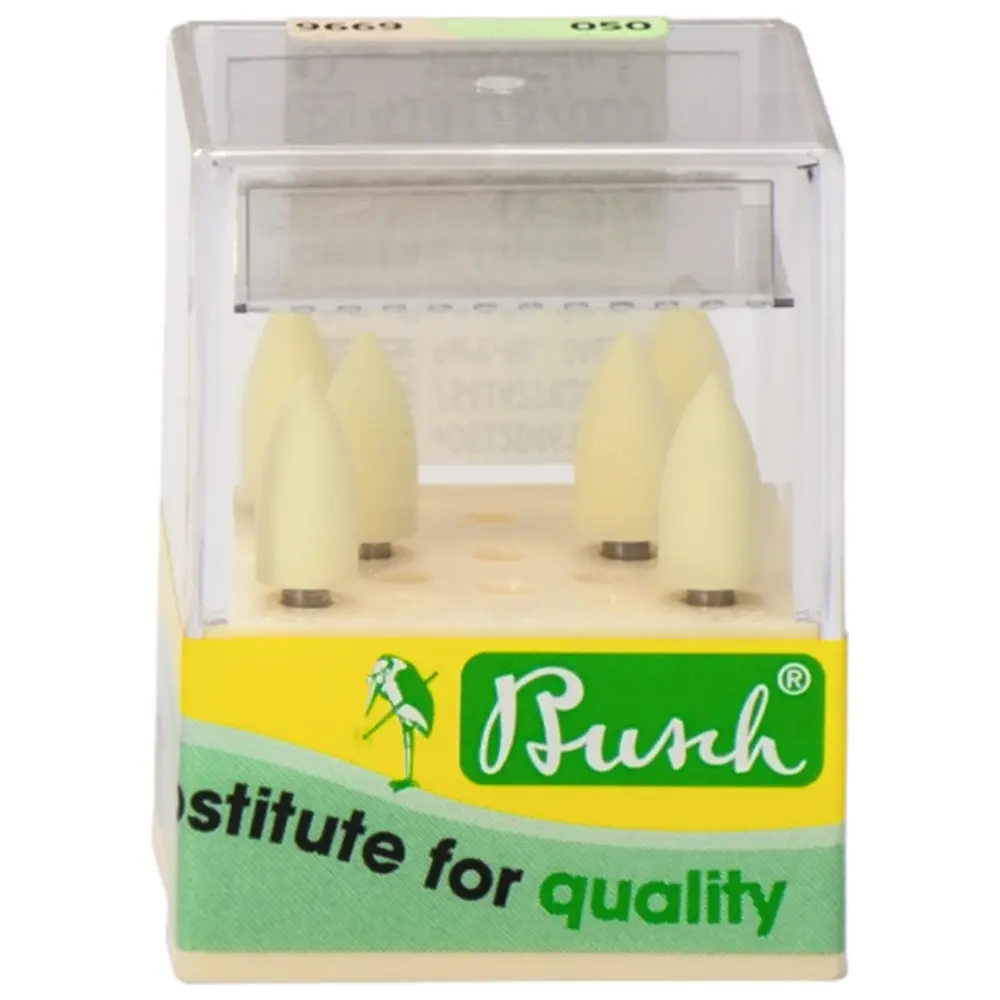 Busch 2-stufiges Poliersystem f. Komposit - Packung 6 Stück gelb mittel, RA, ISO 050 Busch 2-stufiges Poliersystem f. Komposit - Packung 6 Stück gelb mittel, RA, ISO 050