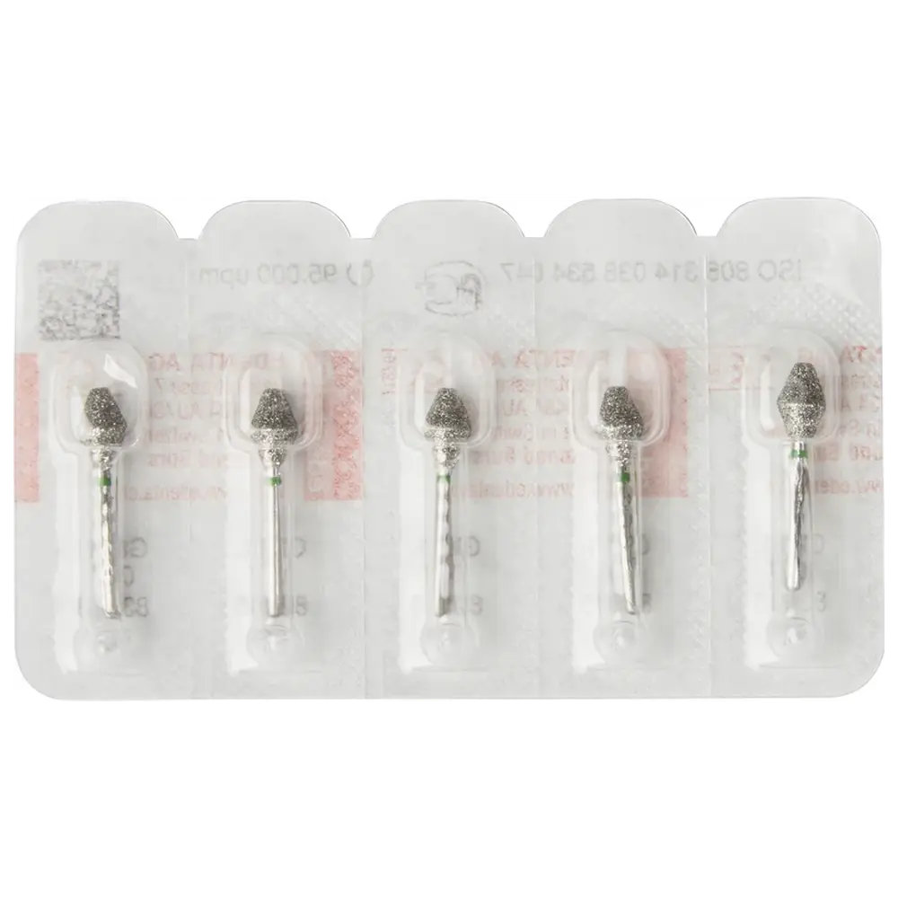 Edenta Diamanten 811 - Packung 5 Stück grün grob, FG, Figur 038 Doppelkegel innen, 7 mm, ISO 047