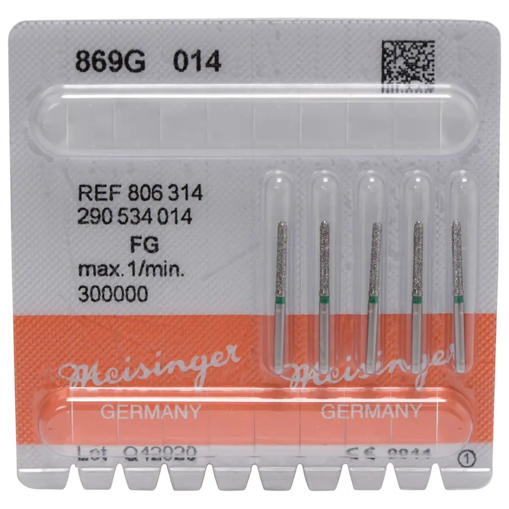 Hager & Meisinger Diamanten 869 - Packung 5 Stück grün grob, FG, Figur 290 Torpedo, 10 mm, ISO 014
