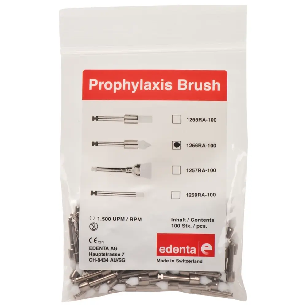 Edenta Prophylaxe Bürste - Packung 100 Stück weiß, ISO 035, RA, Flamme