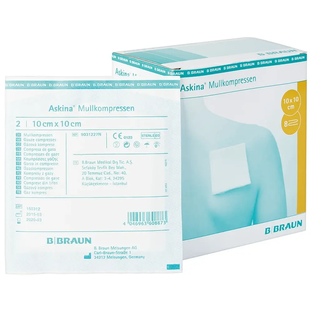 B. Braun Askina® Mullkompressen - Packung 25 x 2 Stück 10 x 10 cm, steril