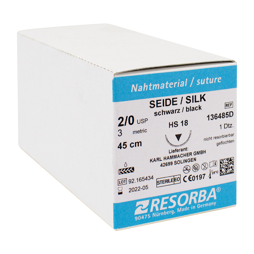 Resorba Seide schwarz 3/0 HR22 Dtz