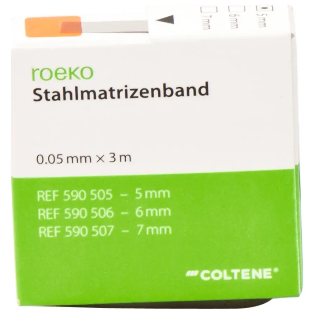 COLTENE roeko Stahlmatrizenband - Spender 3 m Band Breite 5 mm, Stärke 0,05 mm