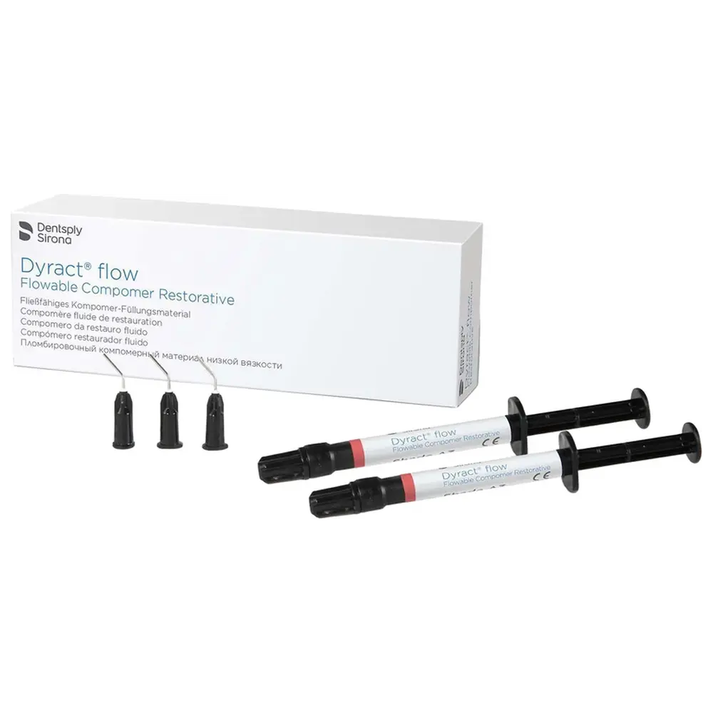 Dentsply Sirona Dyract® flow - Nachfüllpackung 2 x 1 ml Spritze A4, 25 Applikatornadeln schwarz