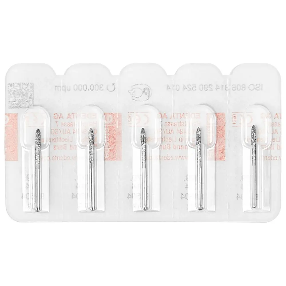 Edenta Diamanten 879 - Packung 5 Stück Standard, FG, Figur 290 Torpedo zylindrisch, 10 mm, ISO 014
