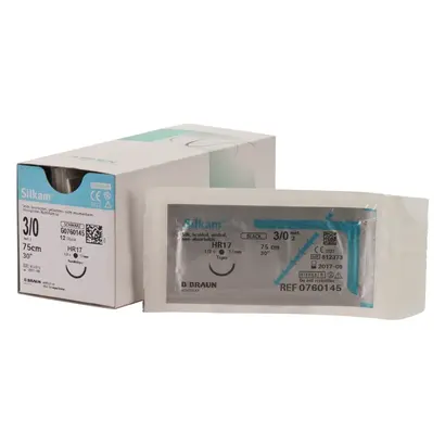 B. Braun Surgical S.A. SILKAM schwarz HR17 3/0 75cm 2 Pa 12