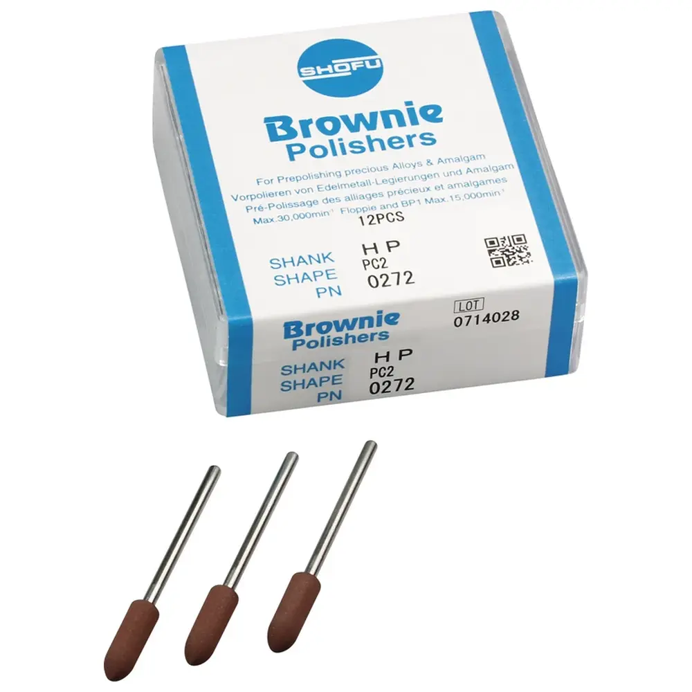 SHOFU Silikonpolierer - Packung 12 Stück braun, HP, Figur PC2, ISO 050