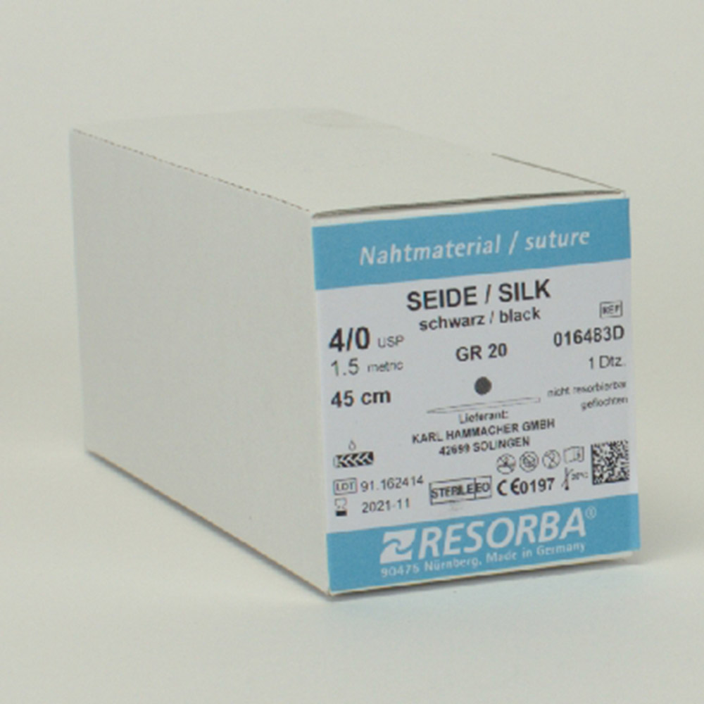 Resorba Seide schwarz 4/0 Gr20 1Dtz