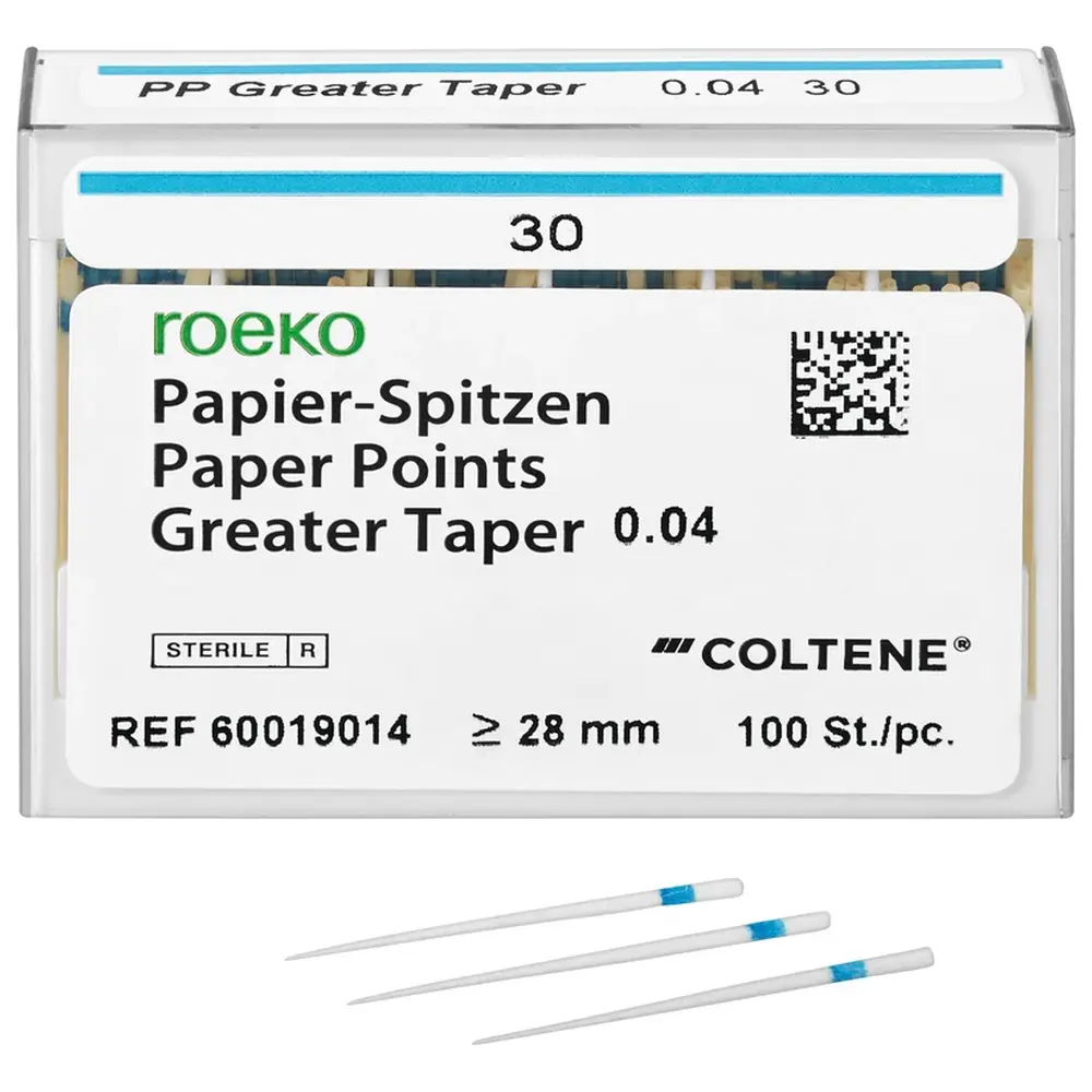 COLTENE roeko Papier-Spitzen Greater Taper - Packung 100 Stück Taper.04 ISO 030