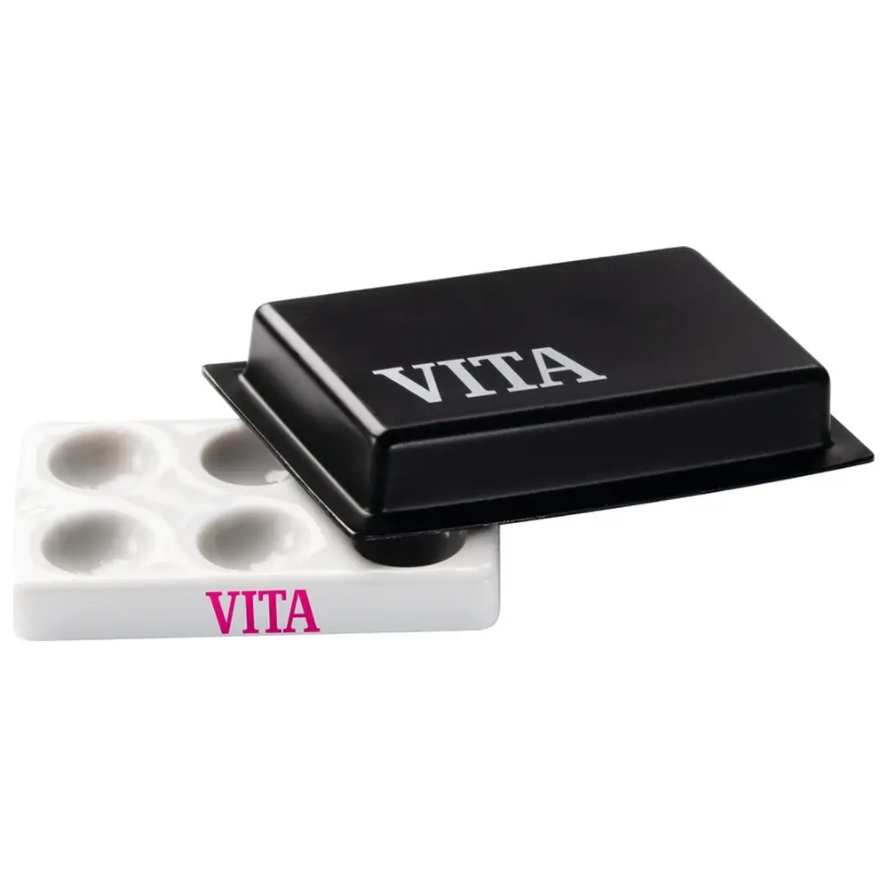VITA Porzellan Anmischplatte - Stück weiß mit Deckel
