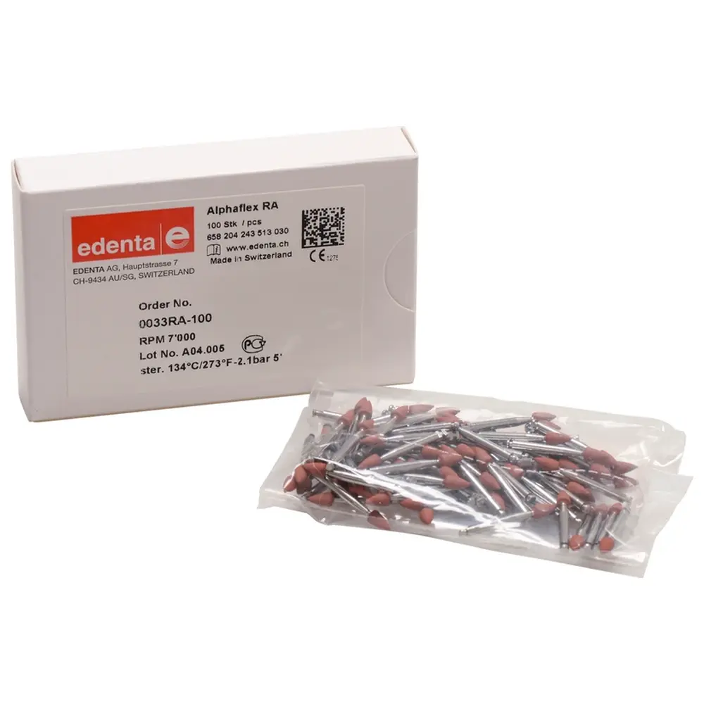 Edenta Alphaflex - Packung 100 Stück braun, RA, Figur 243, 6 mm, ISO 030 Edenta Alphaflex - Packung 100 Stück braun, RA, Figur 243, 6 mm, ISO 030