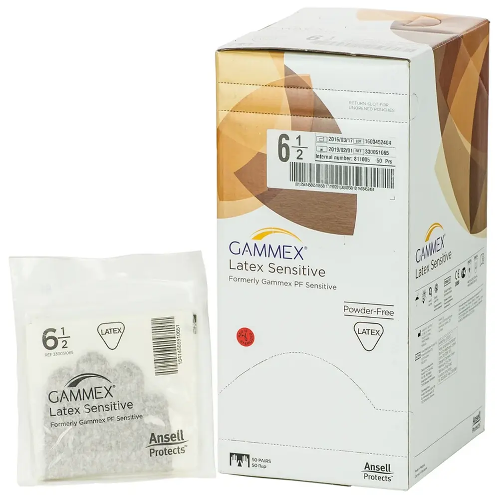 Ansell Gammex® Latex Sensitive - Packung 50 Paar puderfrei, braun, Größe 6,5