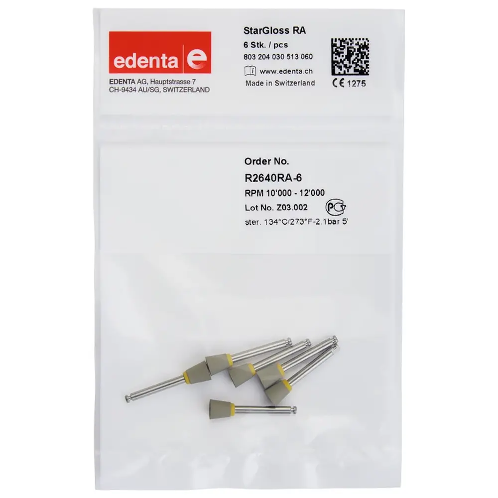 Edenta StarGloss - Packung 6 Stück grau, RA, Figur 030 Kelch, 7 mm, ISO 060
