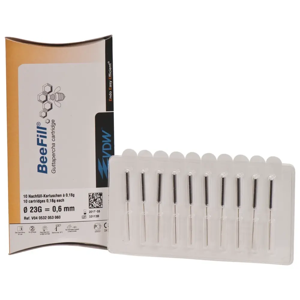 VDW BeeFill Guttapercha Kartuschen - Packung 10 x 0,18 g Kartuschen, Ø 0,6 mm