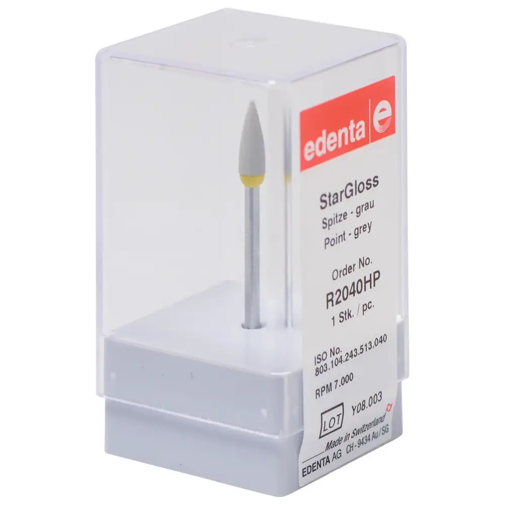 Edenta StarGloss - Stück grau superfein, HP, Figur 243 Spitze, 14 mm, ISO 040