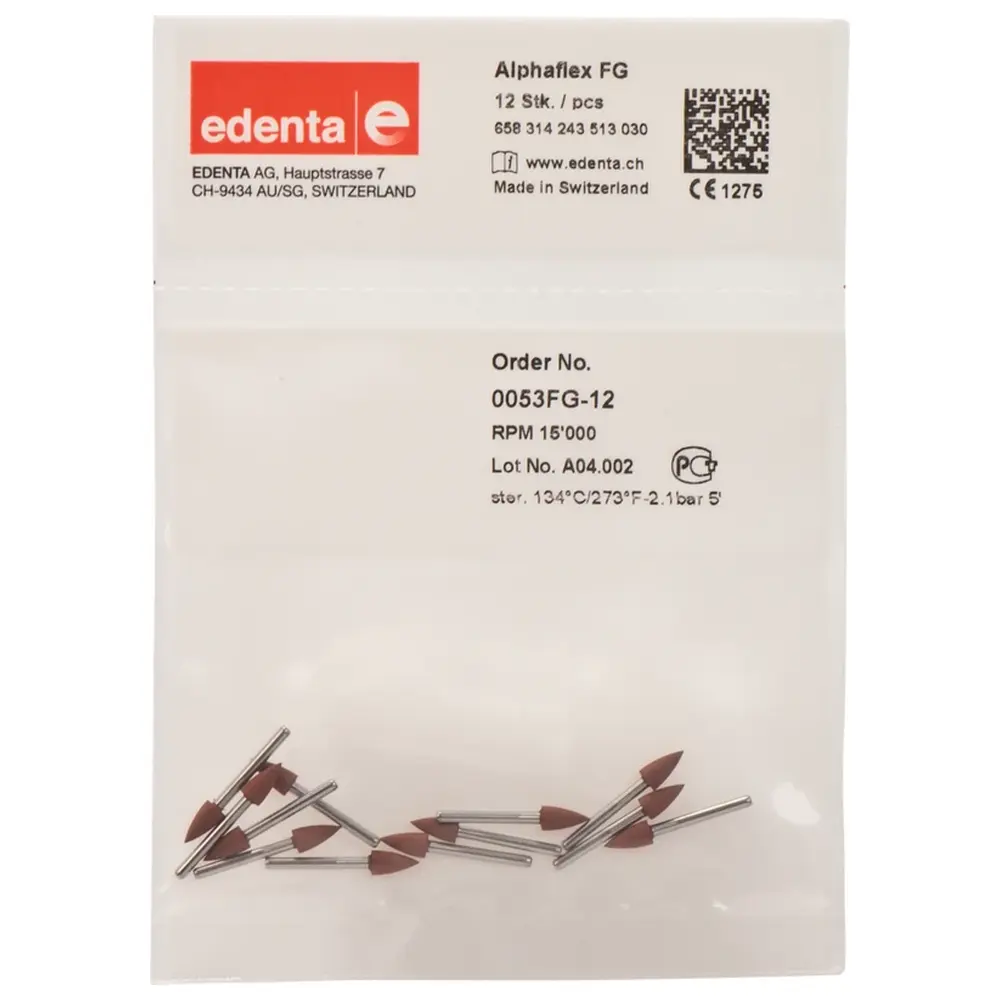 Edenta Alphaflex - Packung 12 Stück braun, FG, Figur 243, 6 mm, ISO 030