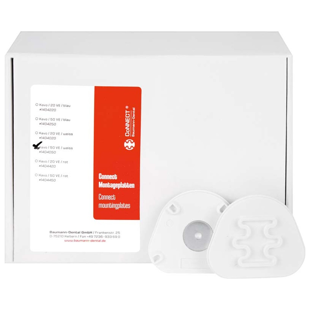 Baumann Dental Montageplatten KaVo - Packung 50 Stück, weiß, connect Baumann Dental Montageplatten KaVo - Packung 50 Stück, weiß, connect
