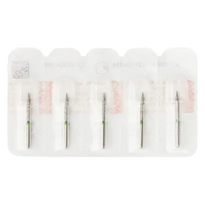 Edenta Diamanten 864 - Packung 5 Stück grün grob, FG, Figur 251 Flamme, 12 mm, ISO 014