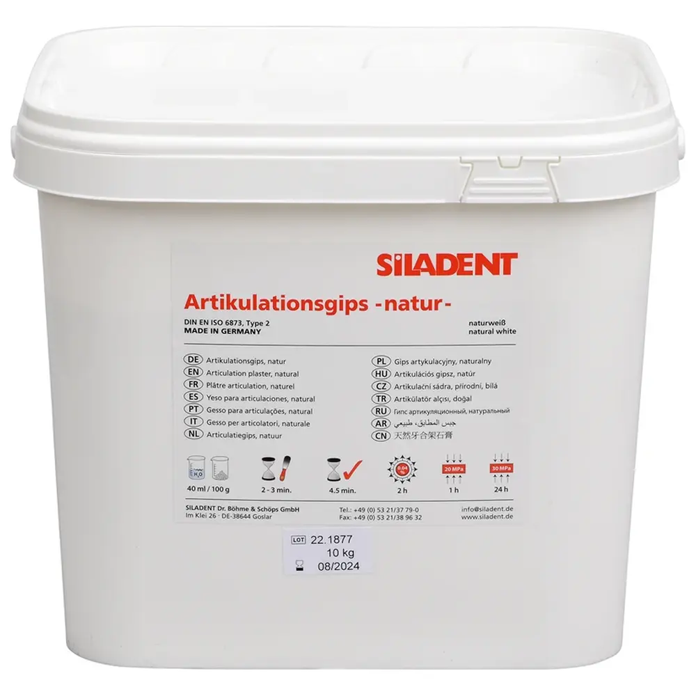 SILADENT Artikulationsgips Natur - Eimer 10 kg Gips naturweiß